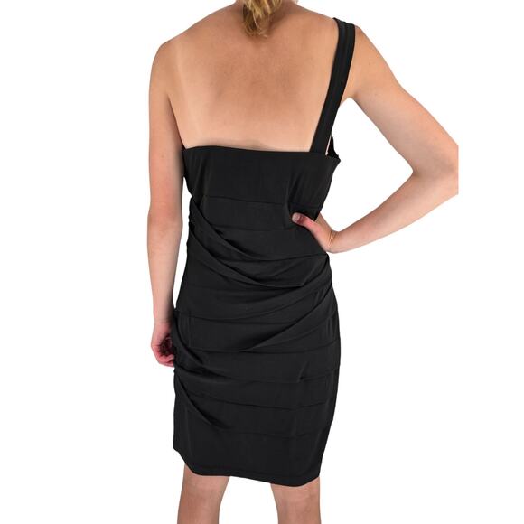 City Triangles Womens Sz L Knee Length Cocktail Dress One Shoulder Black - Picture 4 of 5